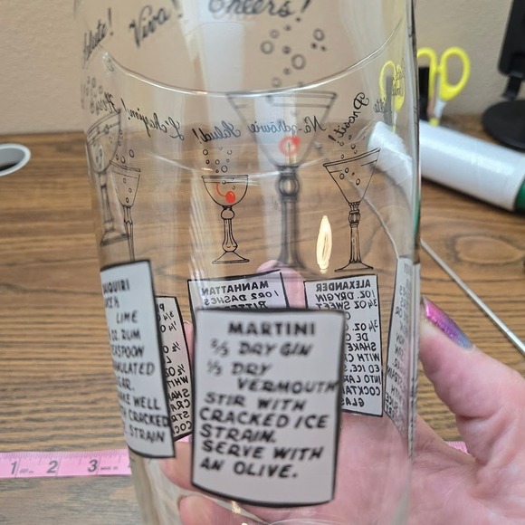 VTG Cocktail Recipe Barware Glass Drink Shaker NO‎ LID SEE DESC - Picture 14 of 14